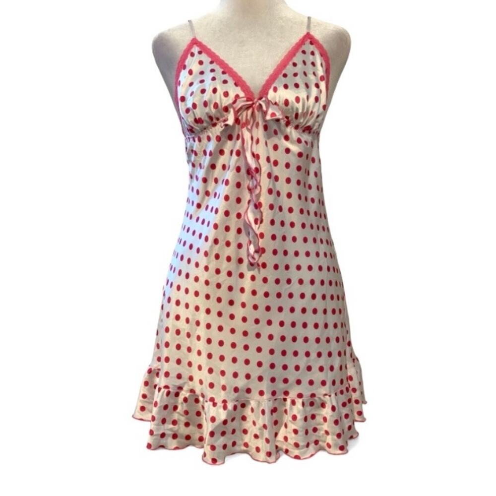 Vintage Victoria’s Secret Angels Pink Polka Dot Satin Slip Dress S